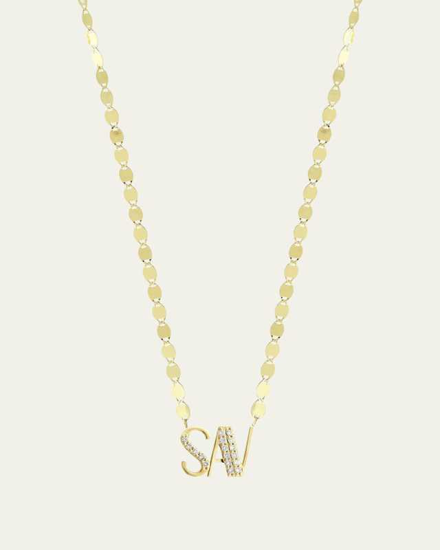 Gold Personalized Three-Letter Pendant Necklace w/ Diamonds